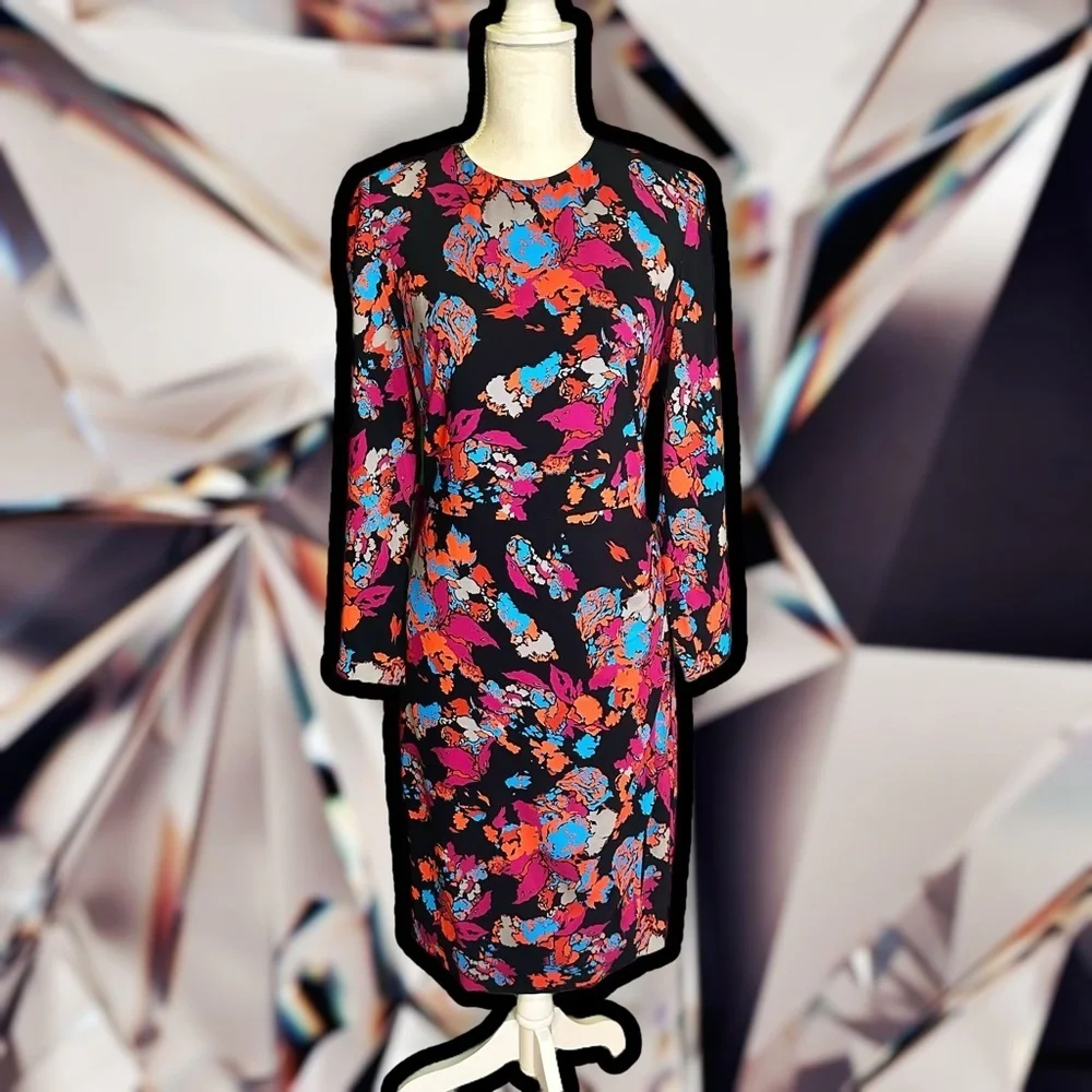 Givenchy Graphic Print Black Floral Long Sleeve Dress ASO Younger and The View - Picture 9 of 16